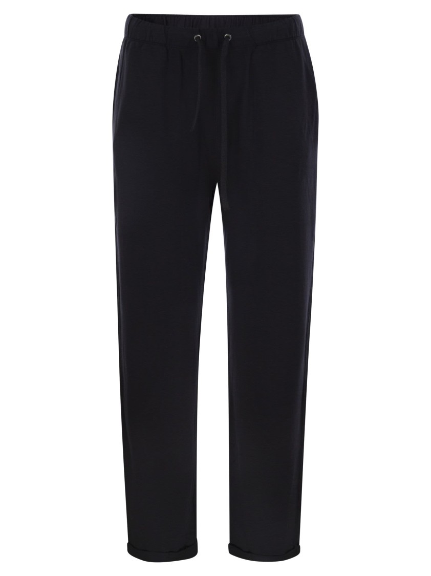 Majestic Drawstring French Terry Pants With Rolled Hem In Black