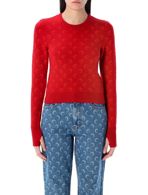 Marine Serre Moon Jacquard Knit Fitted Sweater | THE LIST