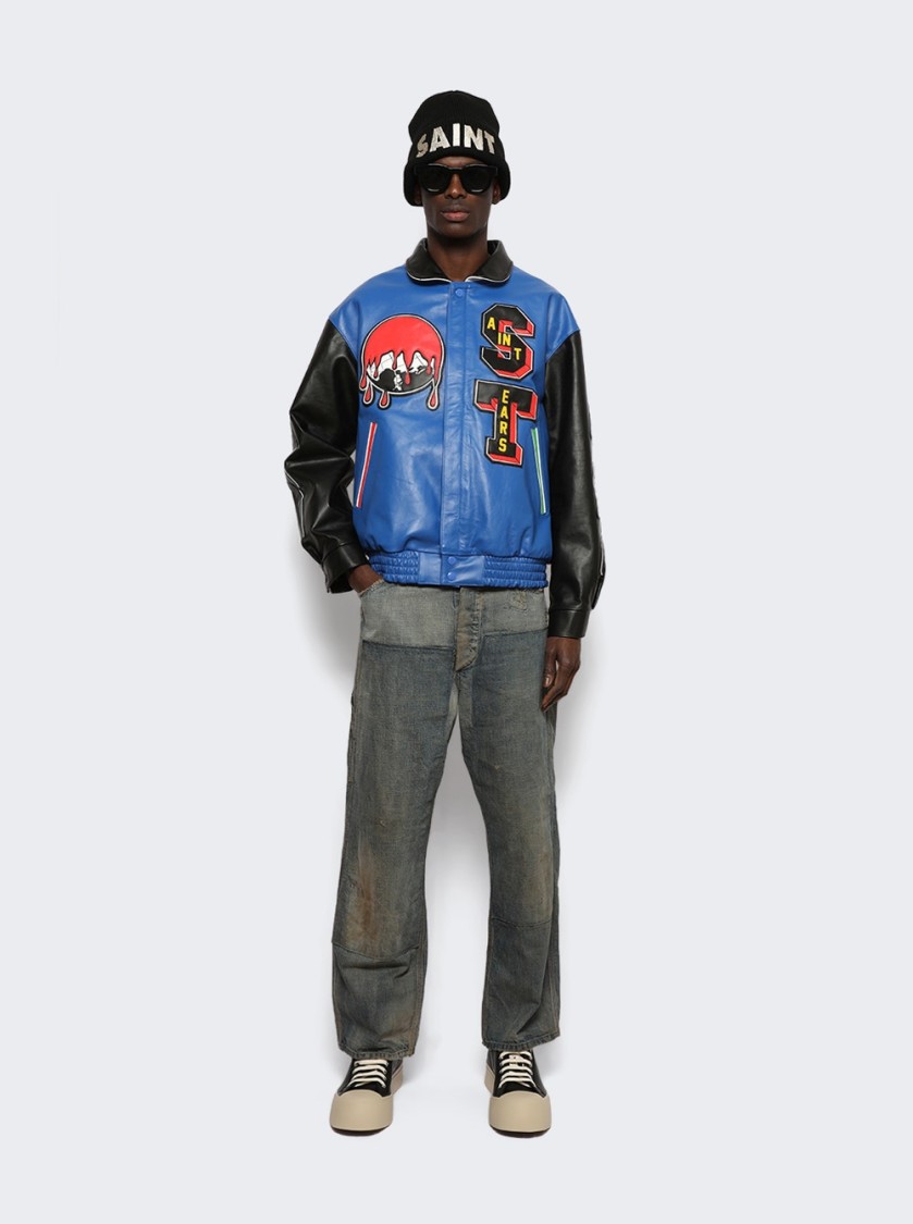 Saint Mxxxxxx X Denim Tears Leather Varsity Jacket
