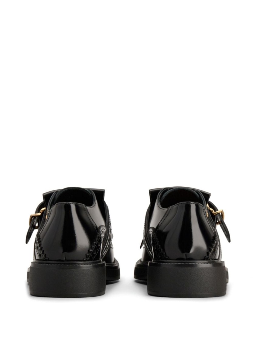 Tod's Monk Strap In Leather With English Dovetail Stitching And Fringe In Black