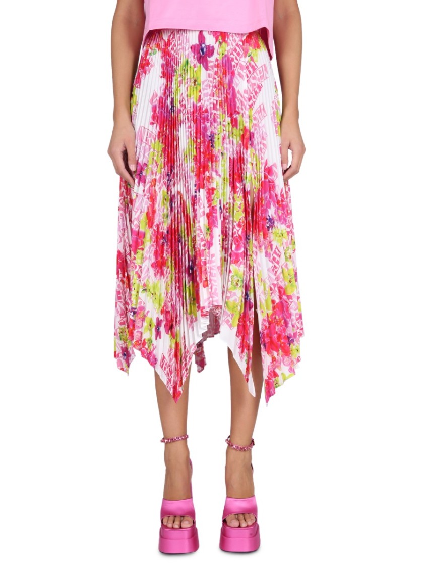 Shop Versace Pleated Skirt In Pink