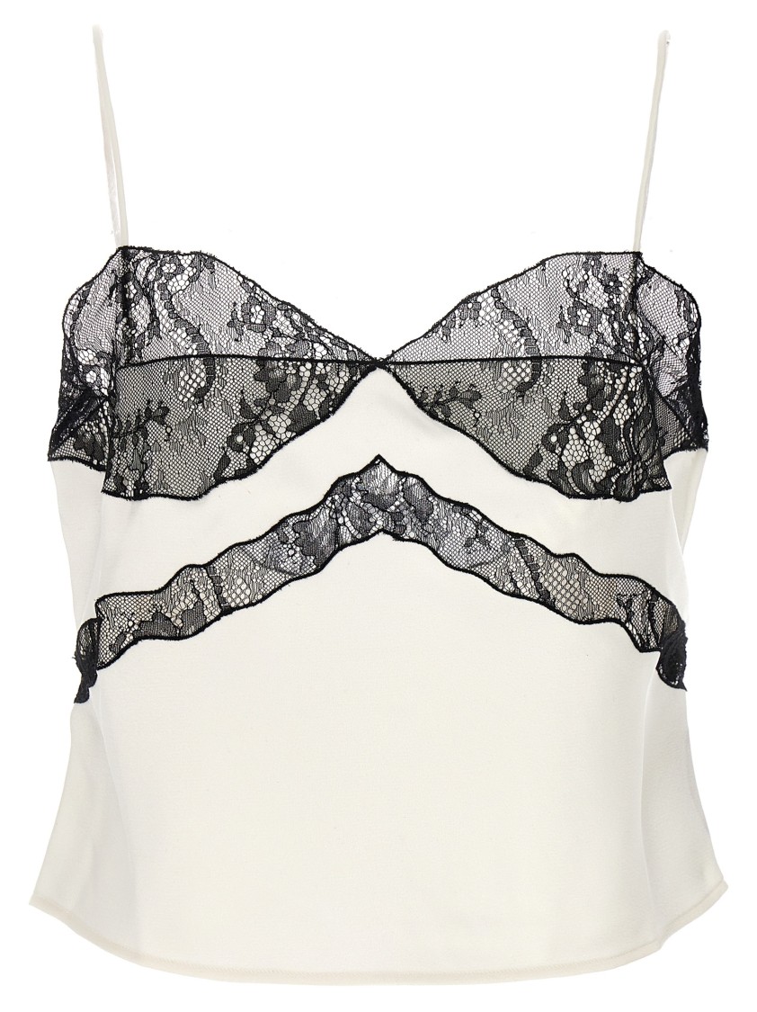 The Andamane Narcisa Lace Trim Cropped Top In White