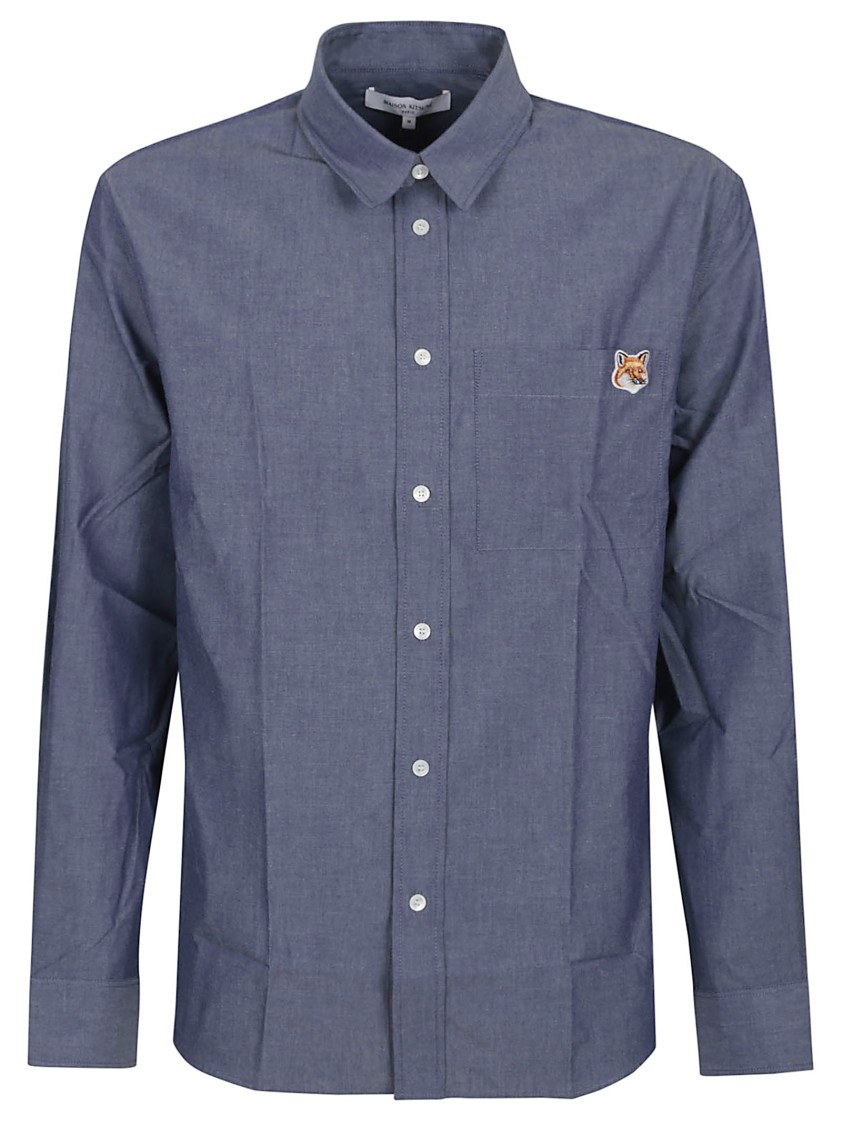 Maison Kitsuné Maison Kitsune Bold Fox Head Casual Shirt Blue