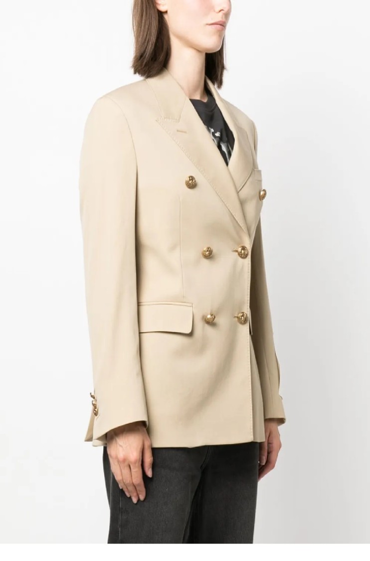 Golden Goose Beige Double-breasted Blazer With Peak Revers In Neutral