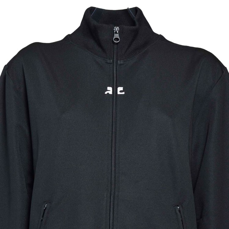 パーカー・フーディ Courreges Interlock Sweatshirt In Black Nylon With Zip Courrèges Interlock Sweatshirt In Black Nylon With Zip