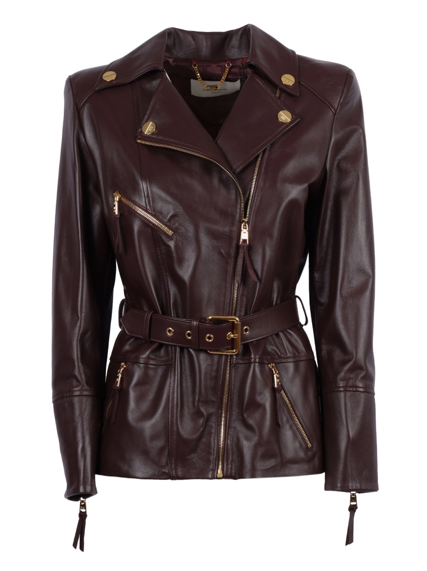 ELISABETTA FRANCHI レザー切り替え ナイロンジャケット Leather jacket Elisabetta Franchi Black size 42 IT in