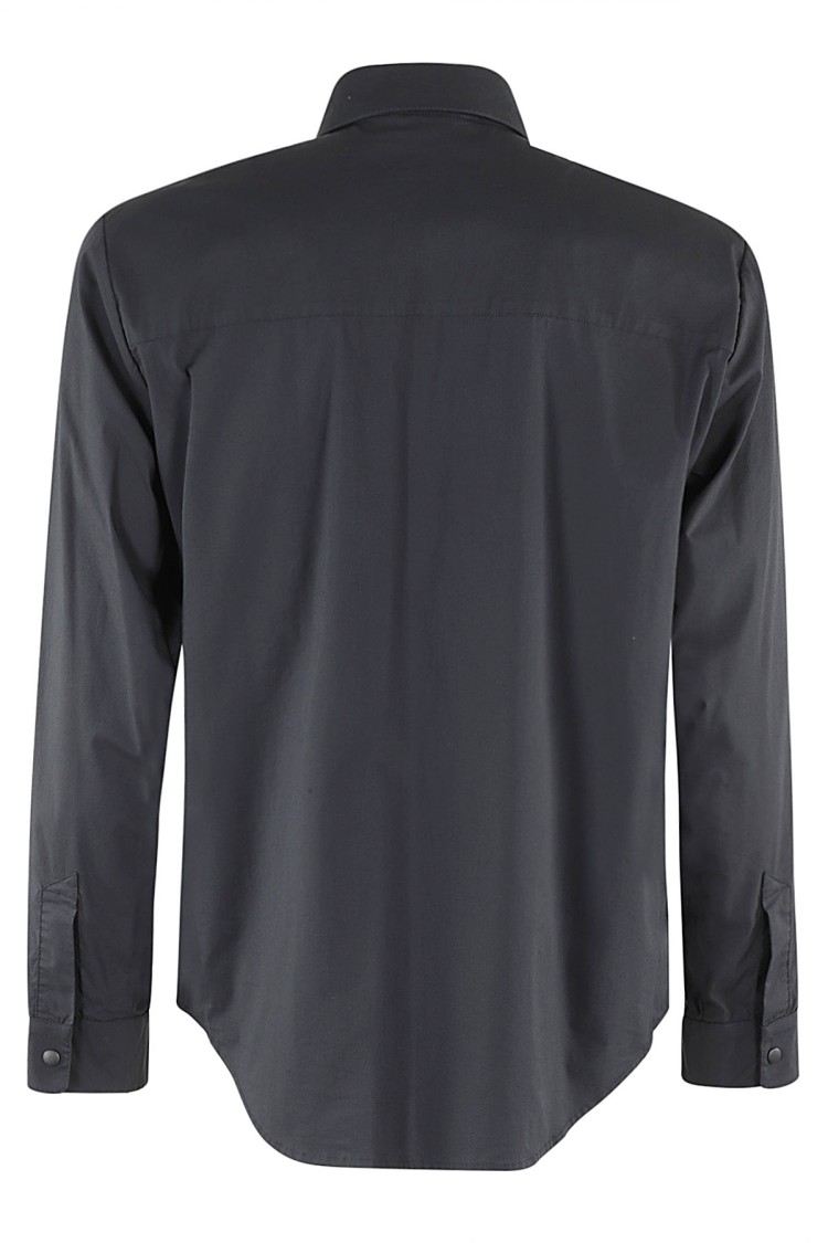 Shop Aspesi Arch Shirt With Pointed Collar And Zippered Pockets In Blue