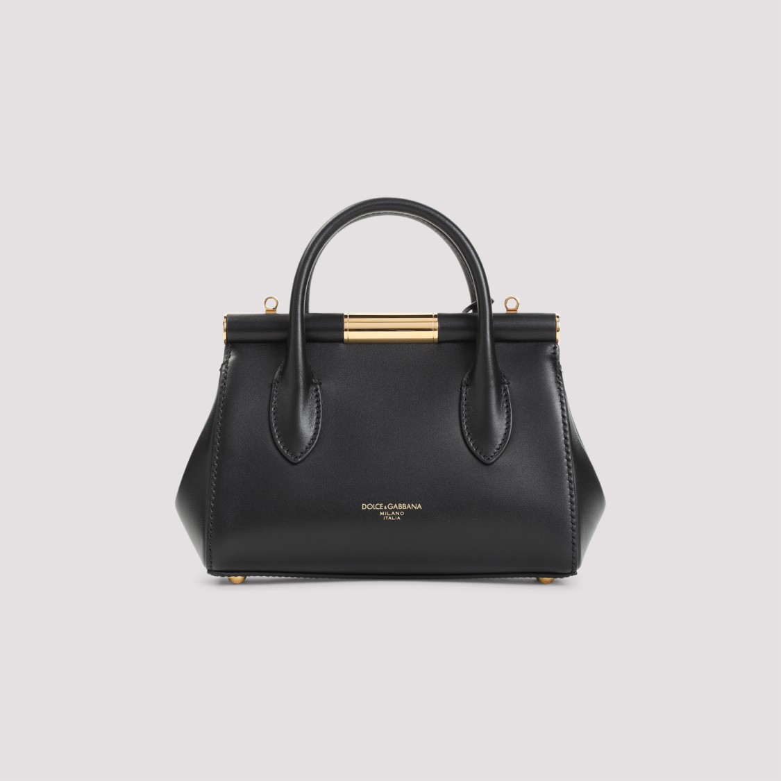 Dolce & Gabbana Structured Leather Handbag In Black