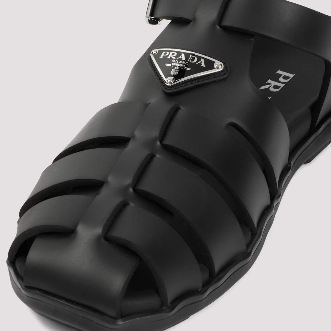 Shop Prada Soft Project Black Rubber Sandals