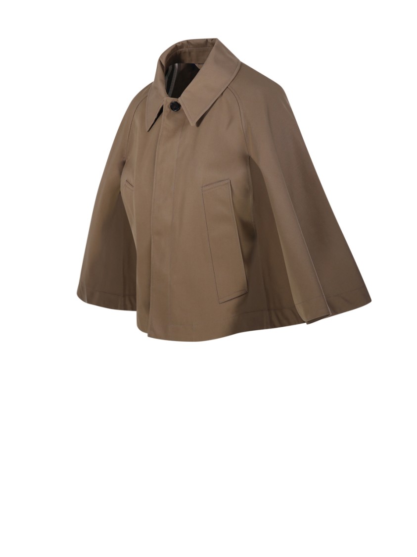 Shop Burberry Cape-inspired Casual Jacket With Structured Collar In Brown