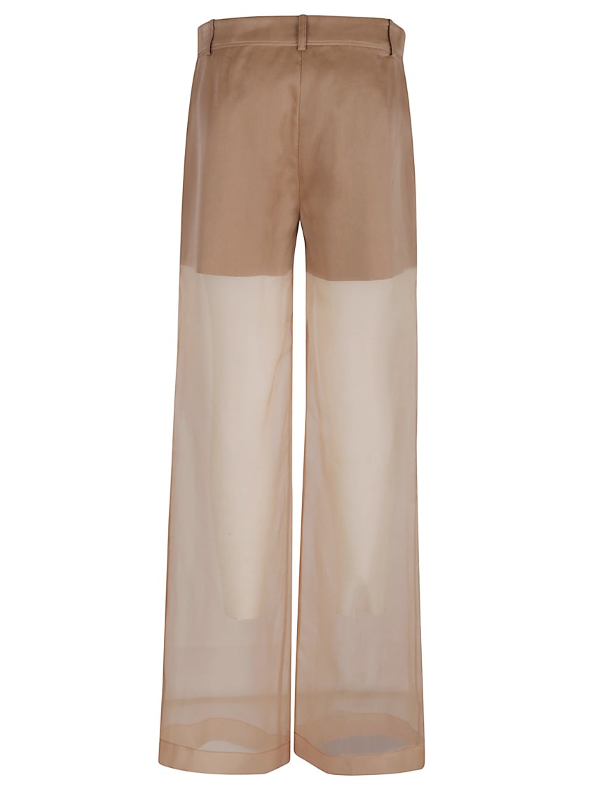 Pinko Transparent Organza Wide Trousers With Fabric Culottes