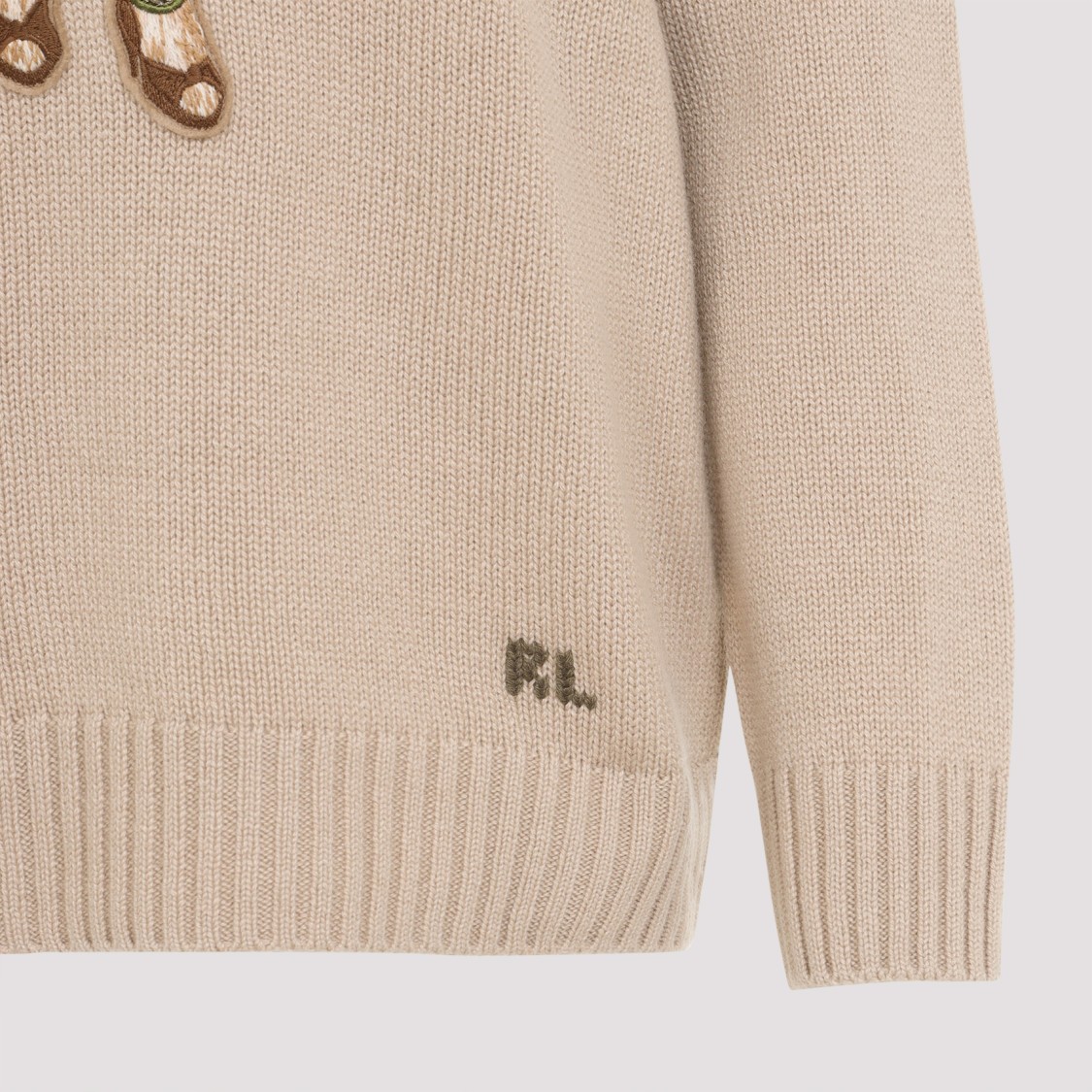 Polo Ralph Lauren Aviator Polo Bear Cashmere Sweater In Neutrals