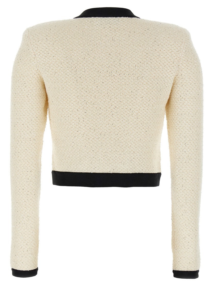 Self-portrait 'cream Sequin Pussy Bow' Cardigan