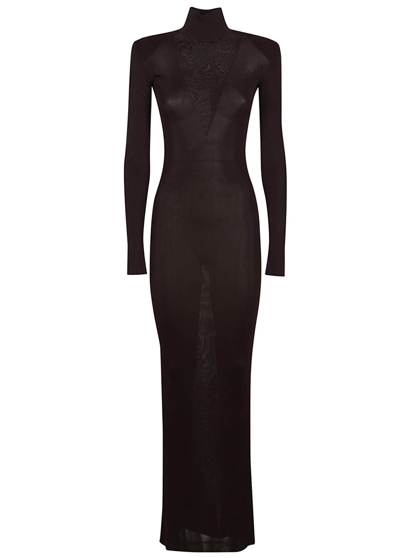 Self-portrait Form-fitting Black Maxi Dress In Black