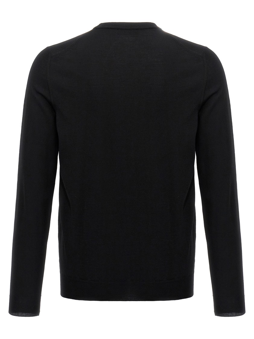 Zanone Crew Neck Black Wool Sweater With Classic Design In Black