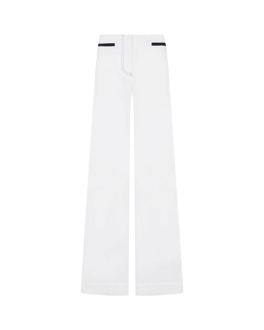Serena Bute Flare Trouser With Contrast Pockets - White