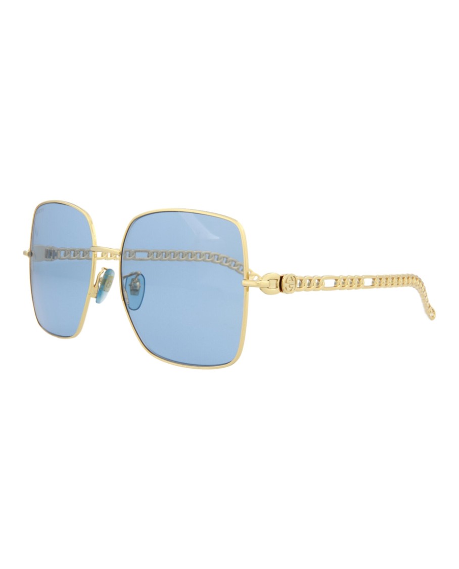 Gucci 61mm Square Sunglasses With Chain In Gold