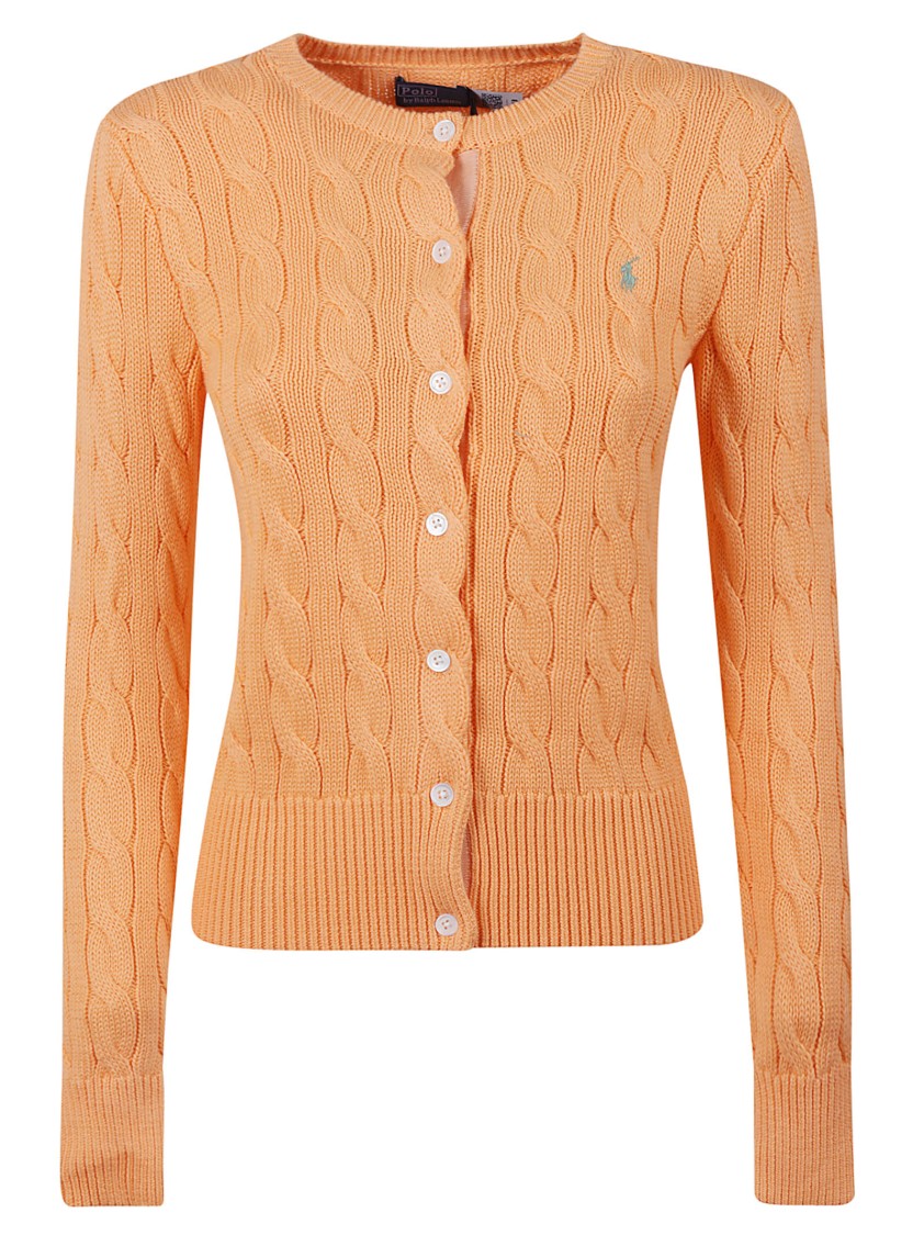 Polo Ralph Lauren Classic Cable Knit Cardigan In Orange