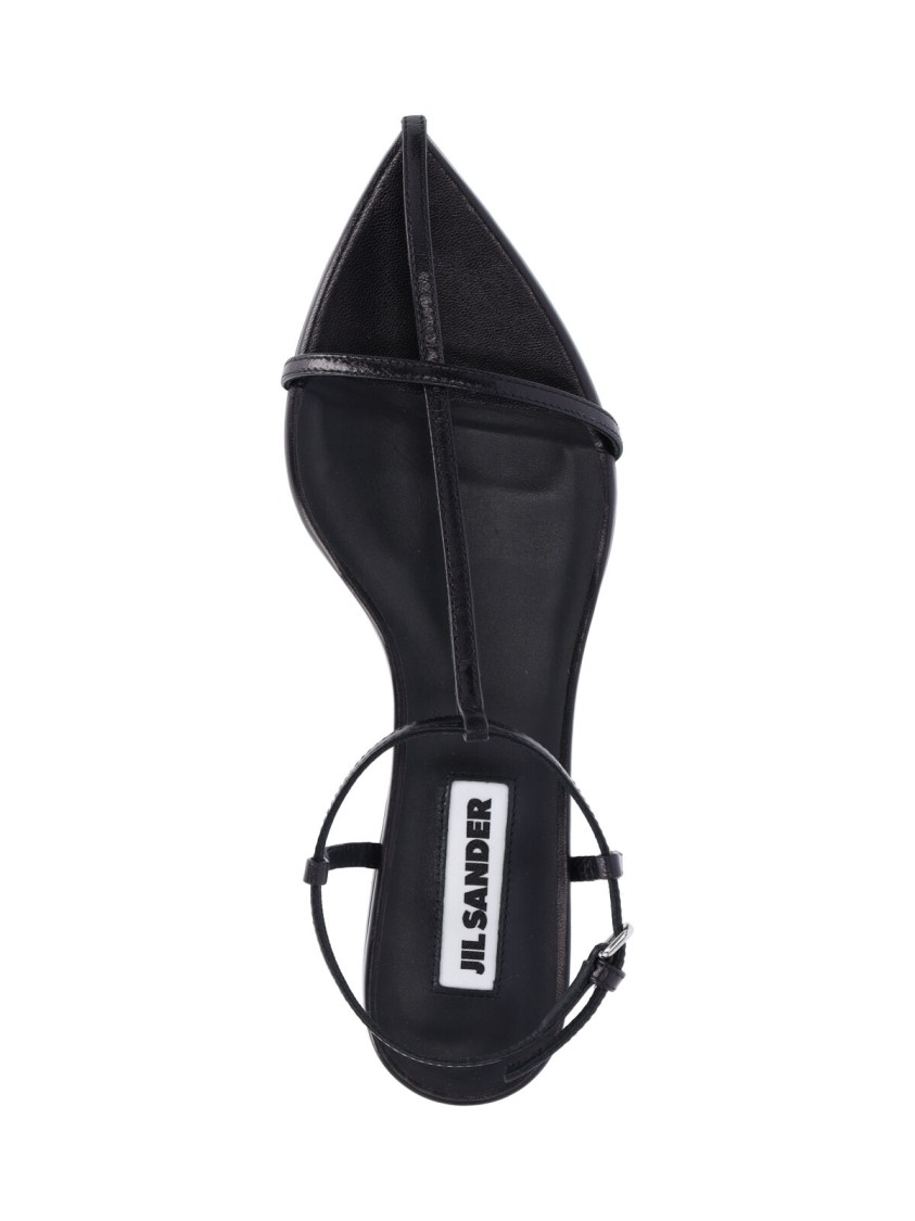 Shop Jil Sander Flat Sandals – Black