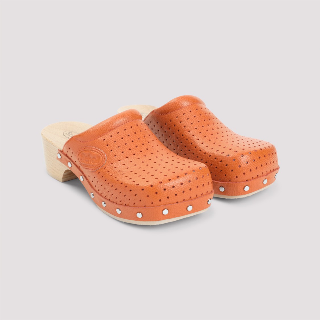 Balenciaga Pastel Orange Calf Leather Scholl Clog Mule In Orange
