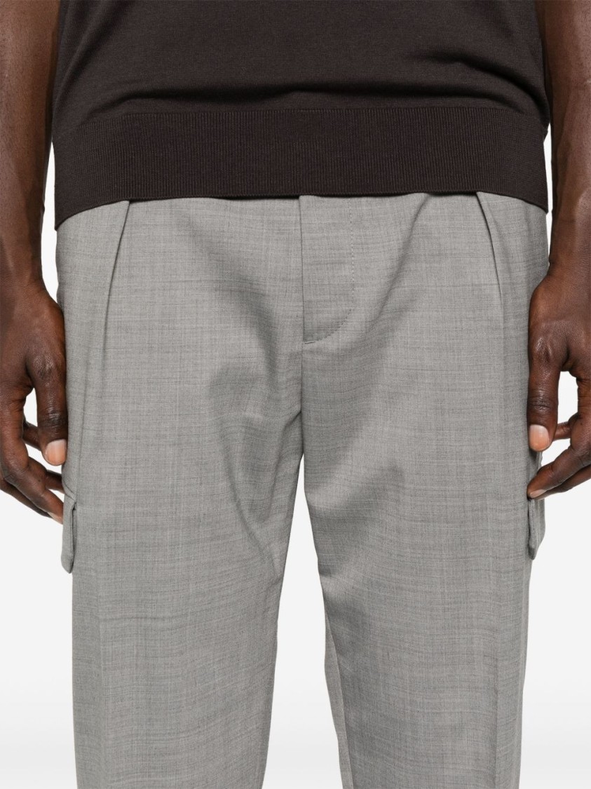 Paolo Pecora Tailored Cropped Trousers With Elastic Waistband In Burgundy