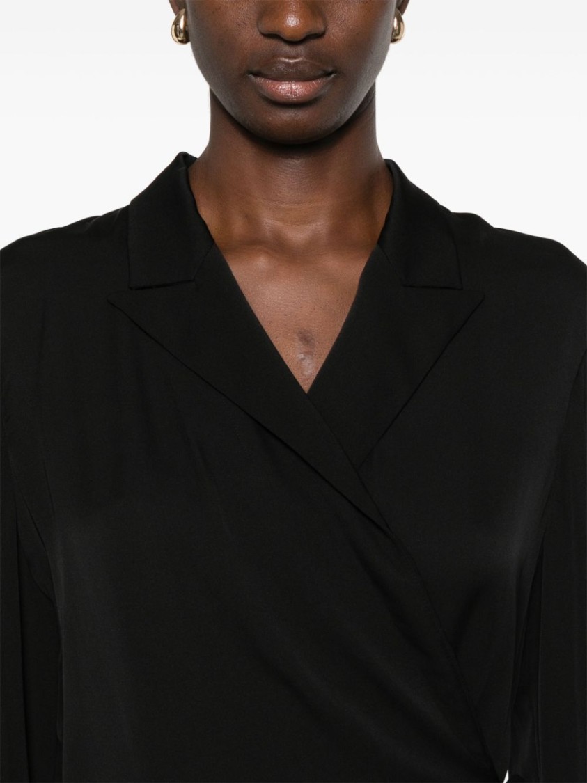 THEORY THEORY WRAP DESIGN BLACK SILK MAXI DRESS