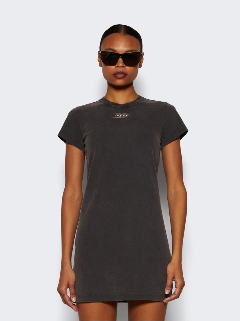 Alexander Wang T T By Alexander Wang Blade Logo Shrunken Tee Dress Washed Cedar In Black