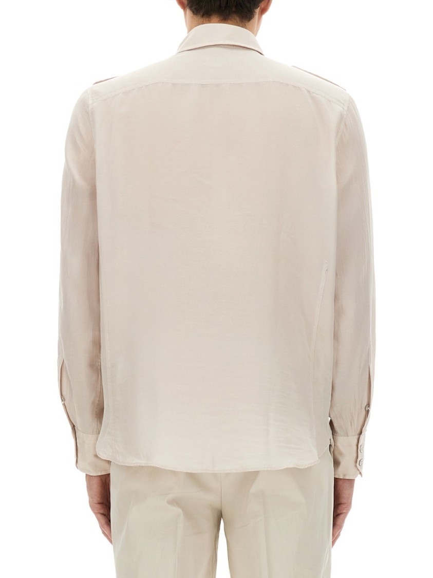 Tom Ford Cotton And Silk Military Shirt In Neutrals