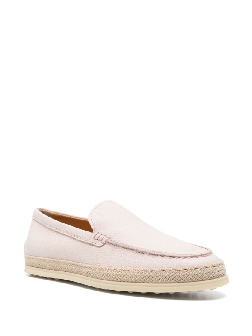 Tod's Calfskin Pink Flat Shoes In Neutral