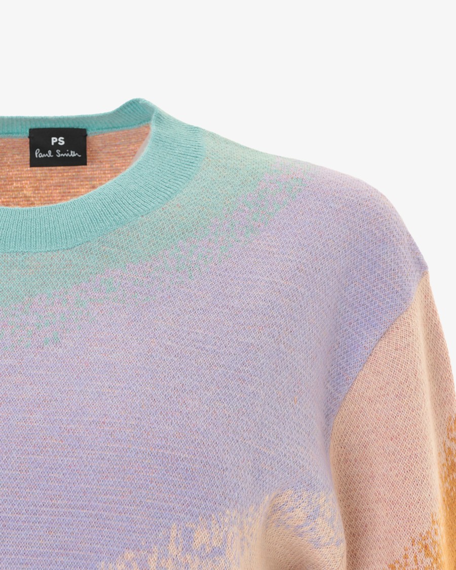 Paul Smith Multicolored Knitted Sweater With Swirl Pattern In White