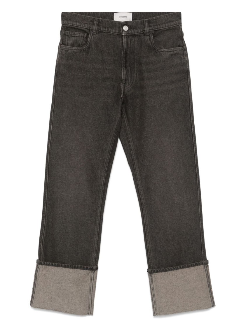 Coperni High-waisted Wide-leg Jeans With Folded Hem Detail