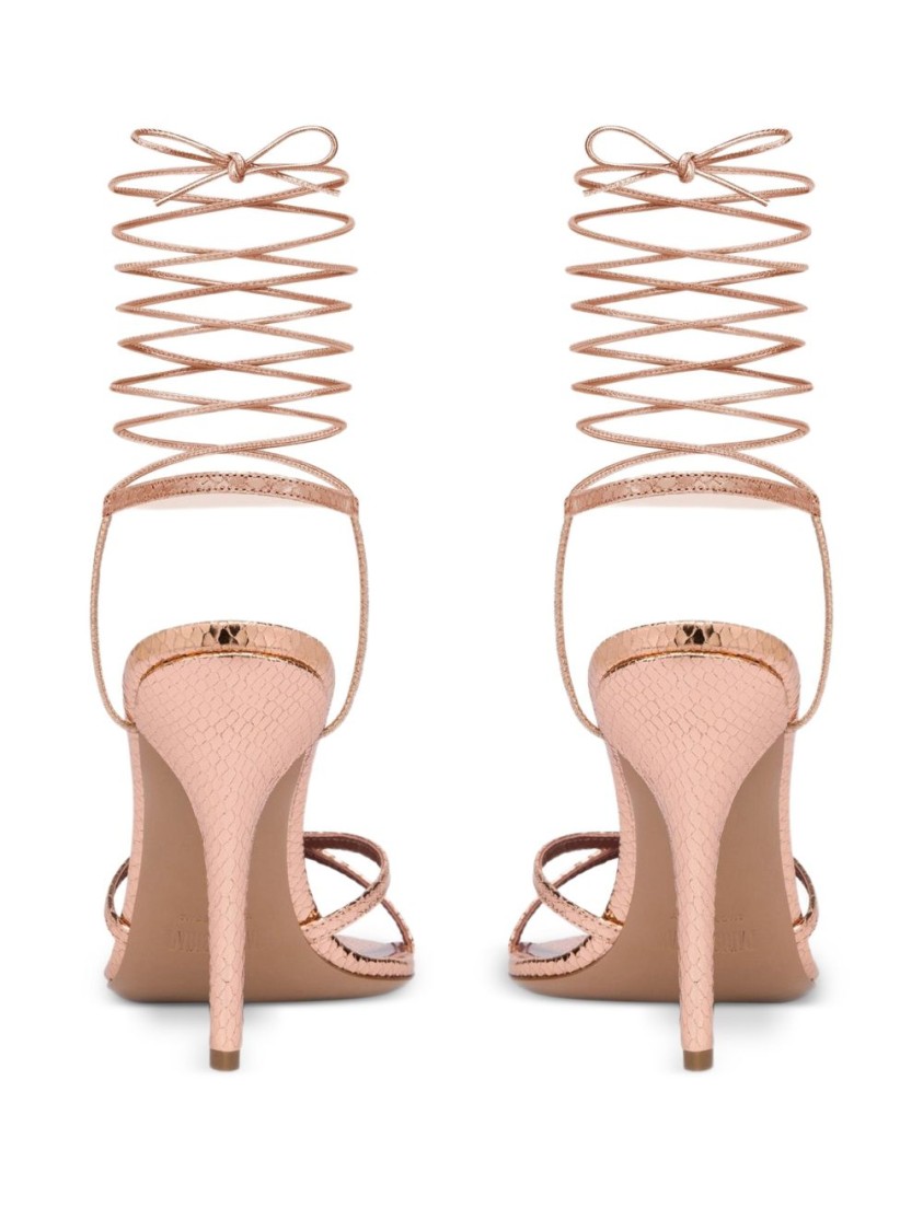 Paris Texas Gold Calfskin Sandals With Stiletto Heel