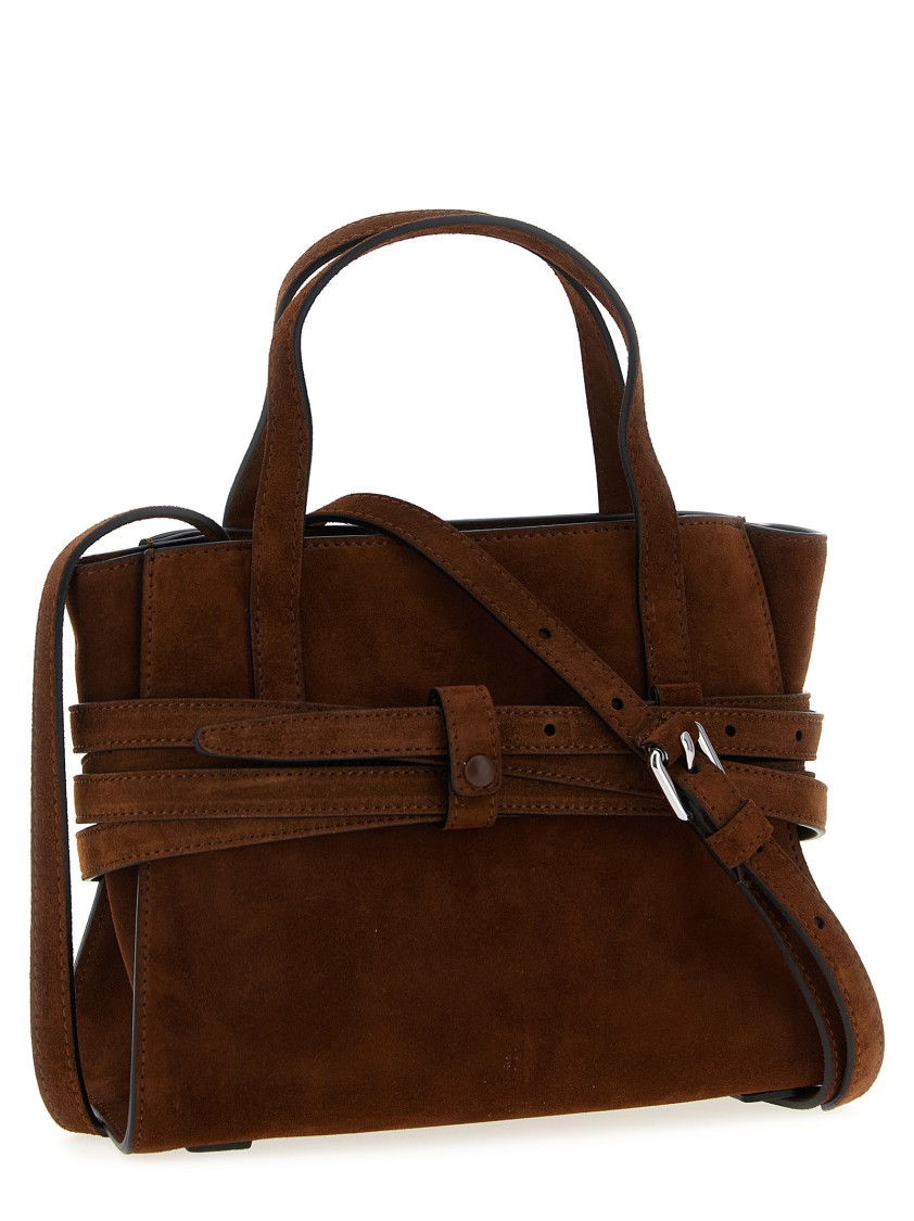 Moschino Small Handbag With Adjustable Strap And Buckle In Brown