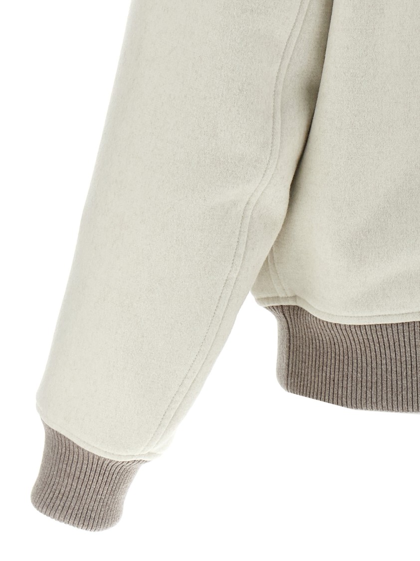 Brunello Cucinelli Wool Bomber Jacket Puffer Jackets White