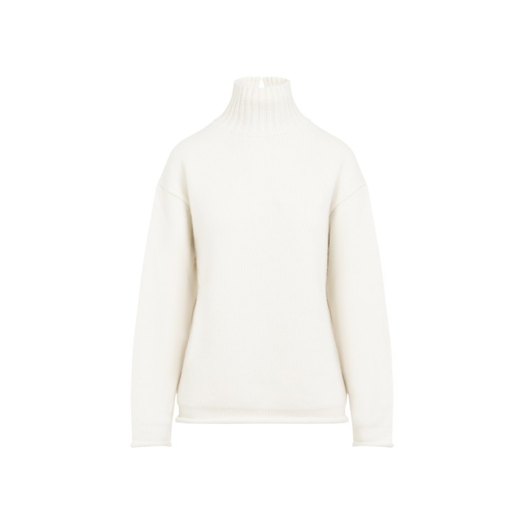 Bottega Veneta Chalk White Cashmere Sweater Turtleneck | THE