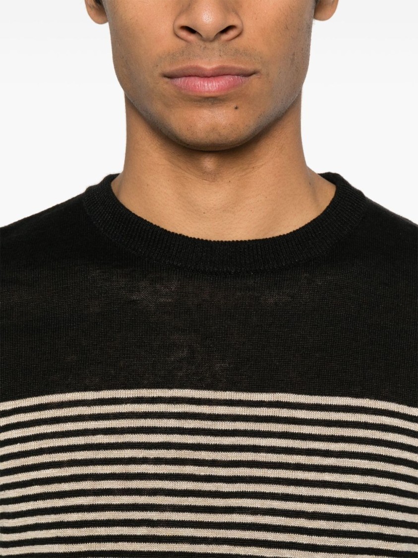 Lardini Striped Pattern Short-sleeve Top In Gray
