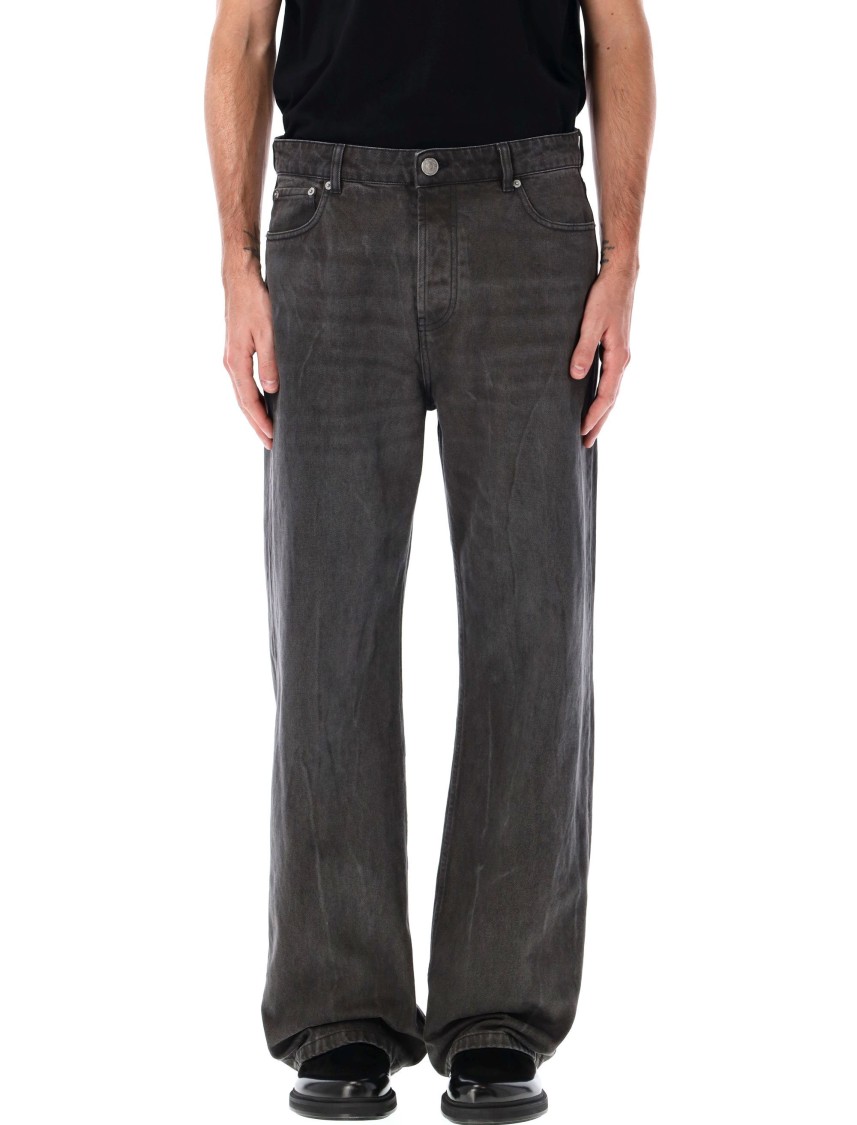 Shop Ami Alexandre Mattiussi Ami Large Fit Jeans With Relaxed Silhouette And Classic Details In Black