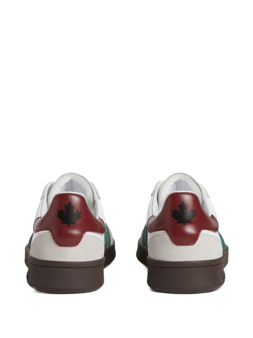 Dsquared2 White Leather Sneakers With Side Stripe Detailing In Gray