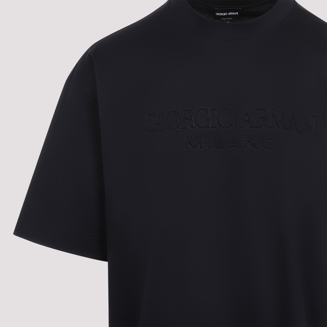 Giorgio Armani Mens Blue Navy Script Logo-embroidered Cotton-jersey T-shirt In Black