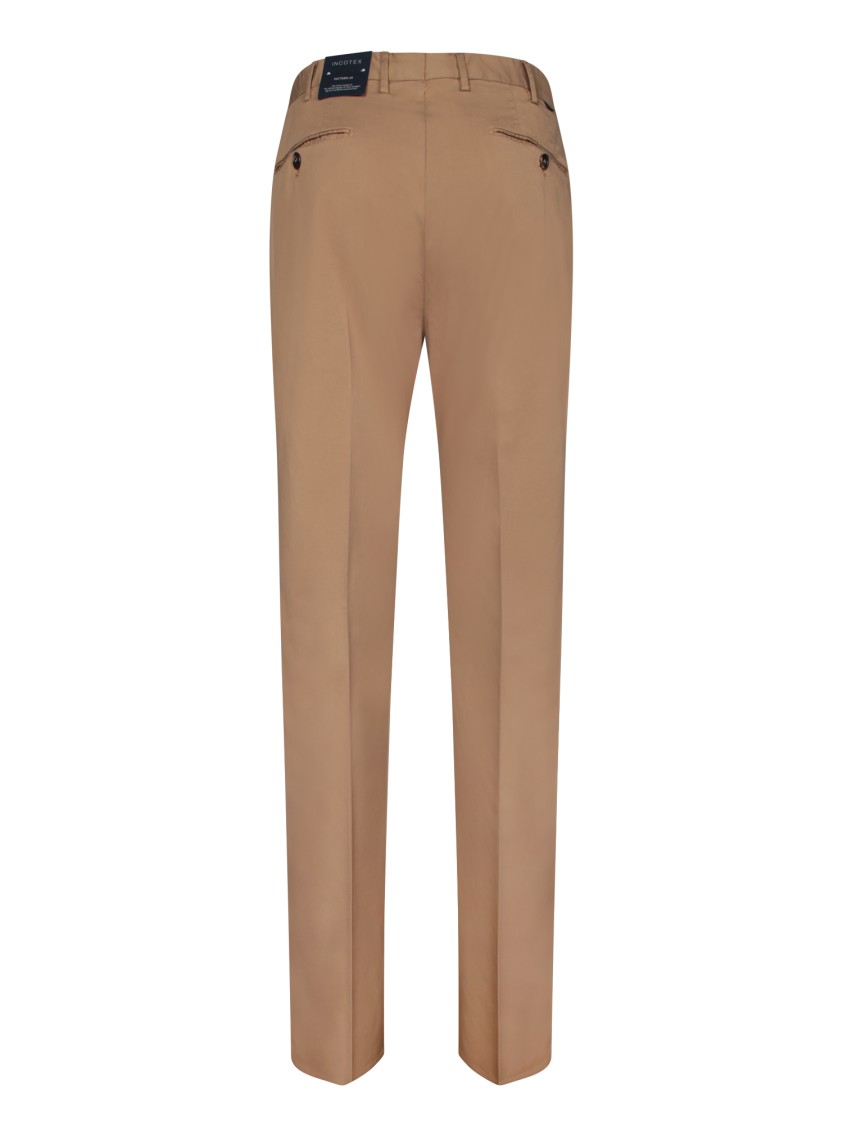 Incotex Tailored Beige Trousers With Smooth Finish In Brown
