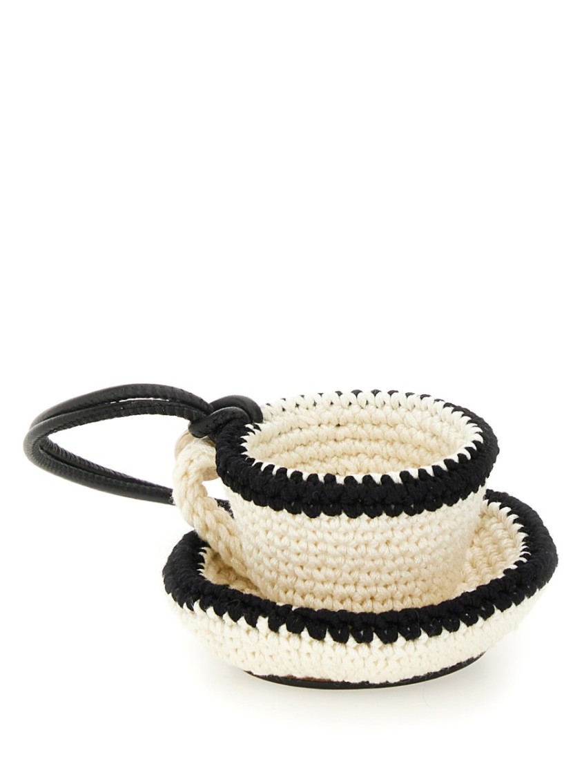 Jw Anderson J. W. Anderson Teacup Charm In Woven Cotton And Leather In White