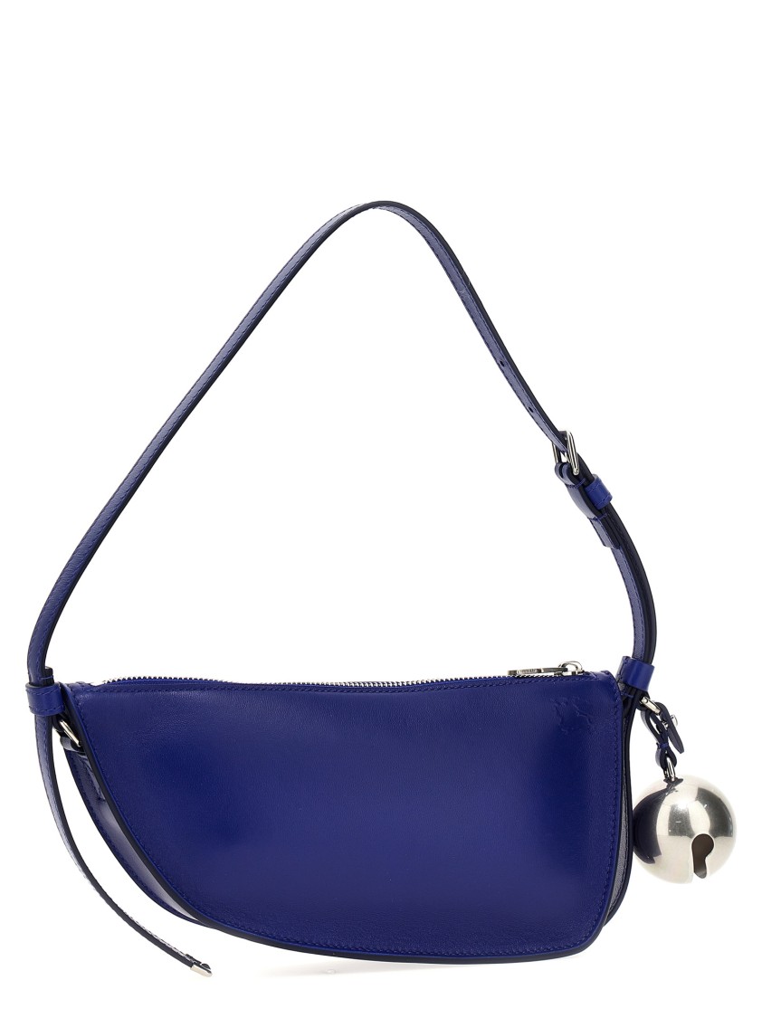 Burberry Leather Shield Sling Shoulder Bag With Silver-tone Charm In Blue