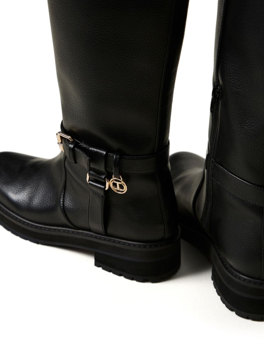 Twinset Twin-set Biker Boots In Black