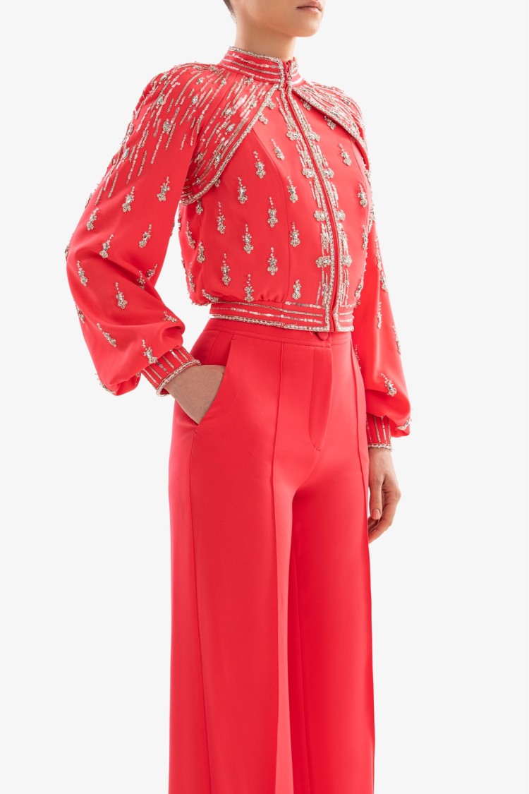 Saiid Kobeisy Coral Straight Pants In Red