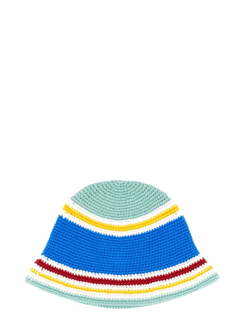 Casablanca Crochet Beanie Hat With Wide Brim And Vibrant Palette In Blue