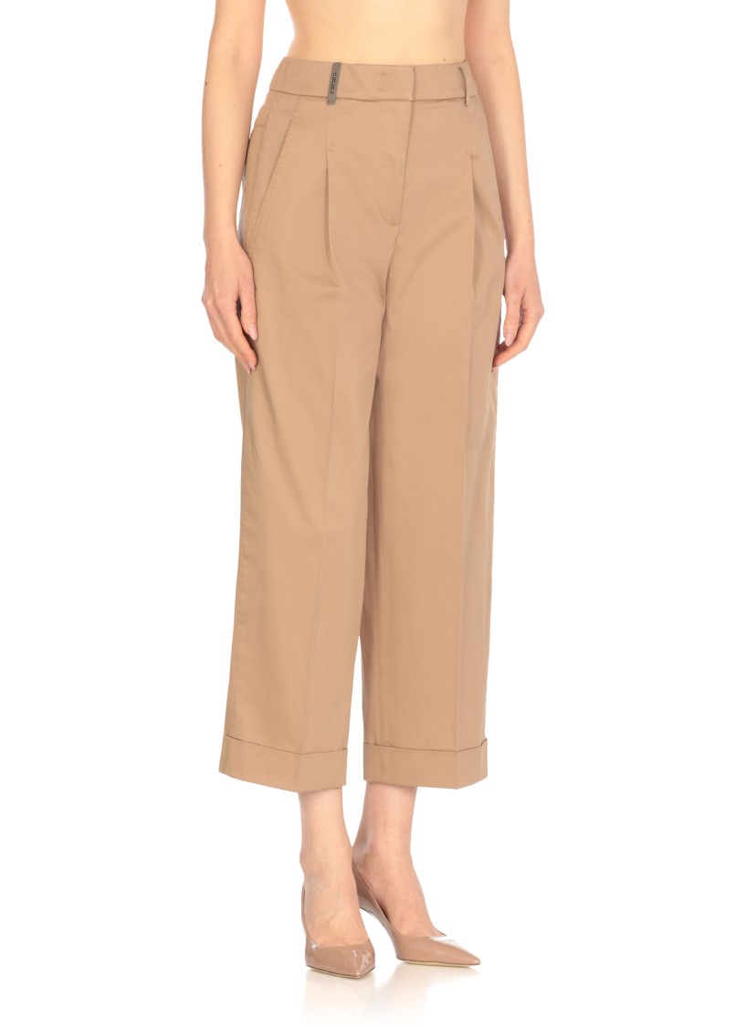 Peserico Brown Cotton Pants In Brown