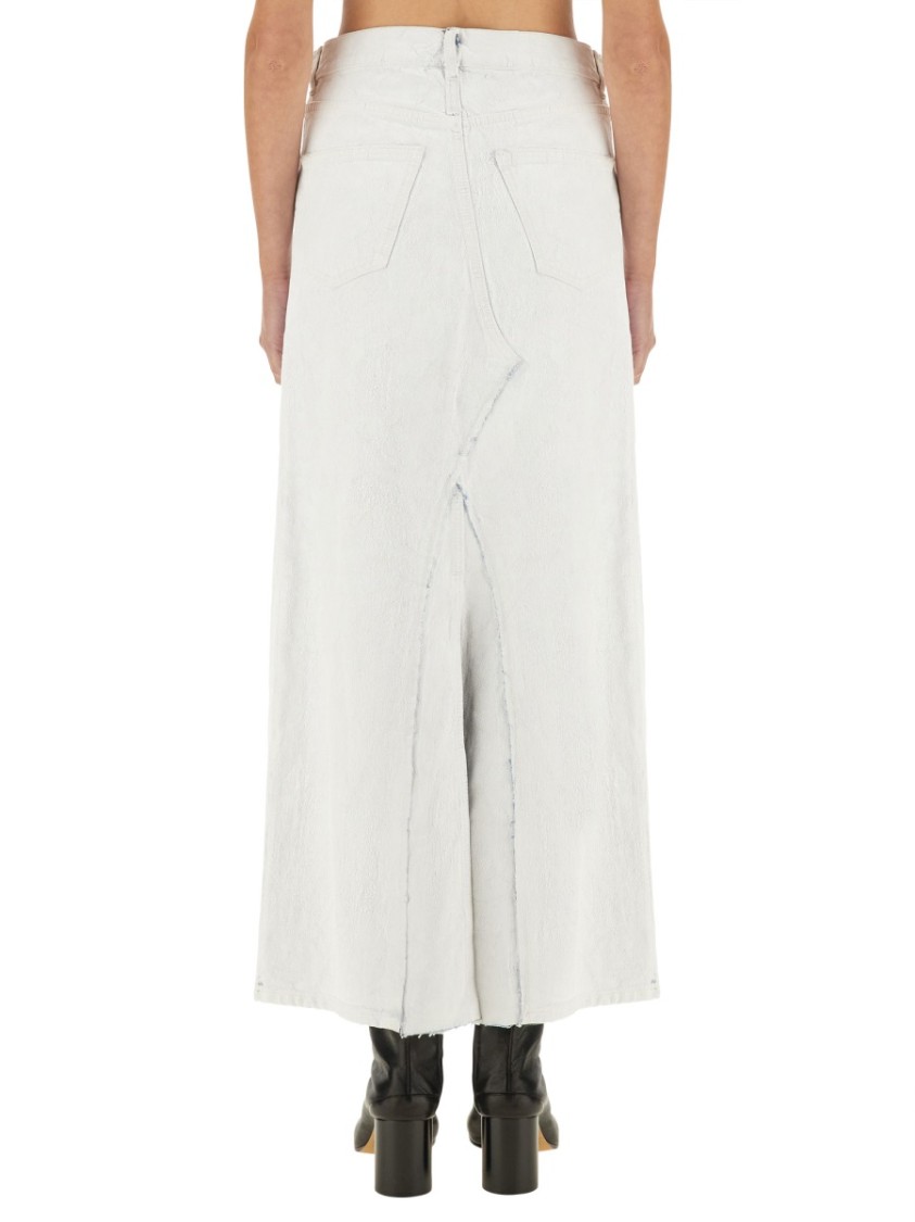 Maison Margiela Coated Denim Long Skirt In White