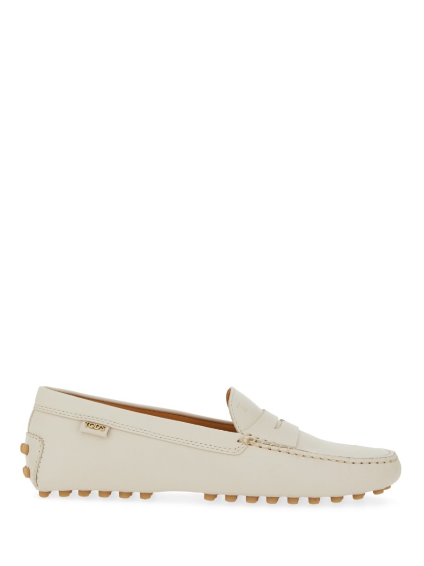 Tod's Leather Moccasin Rubber In Grey
