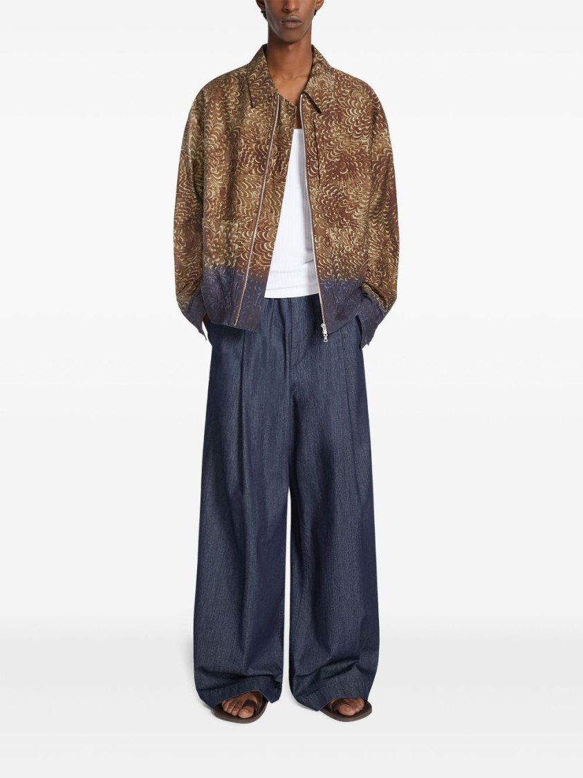 Shop Dries Van Noten Animalier Print Brown Bomber Jacket