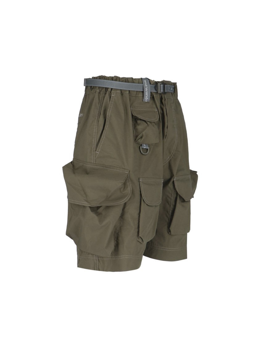 Shop And Wander Oversized Belted Cargo Shorts In Green Cotton Blend
